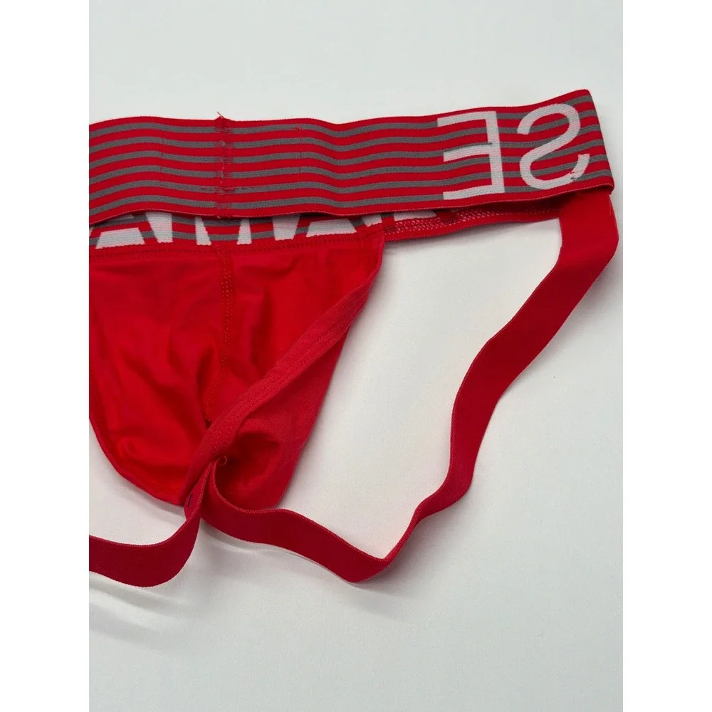 Marcuse Mens‎ Brighten Jock Red Modal Blend Logo Waistband Jockstrap Size Medium